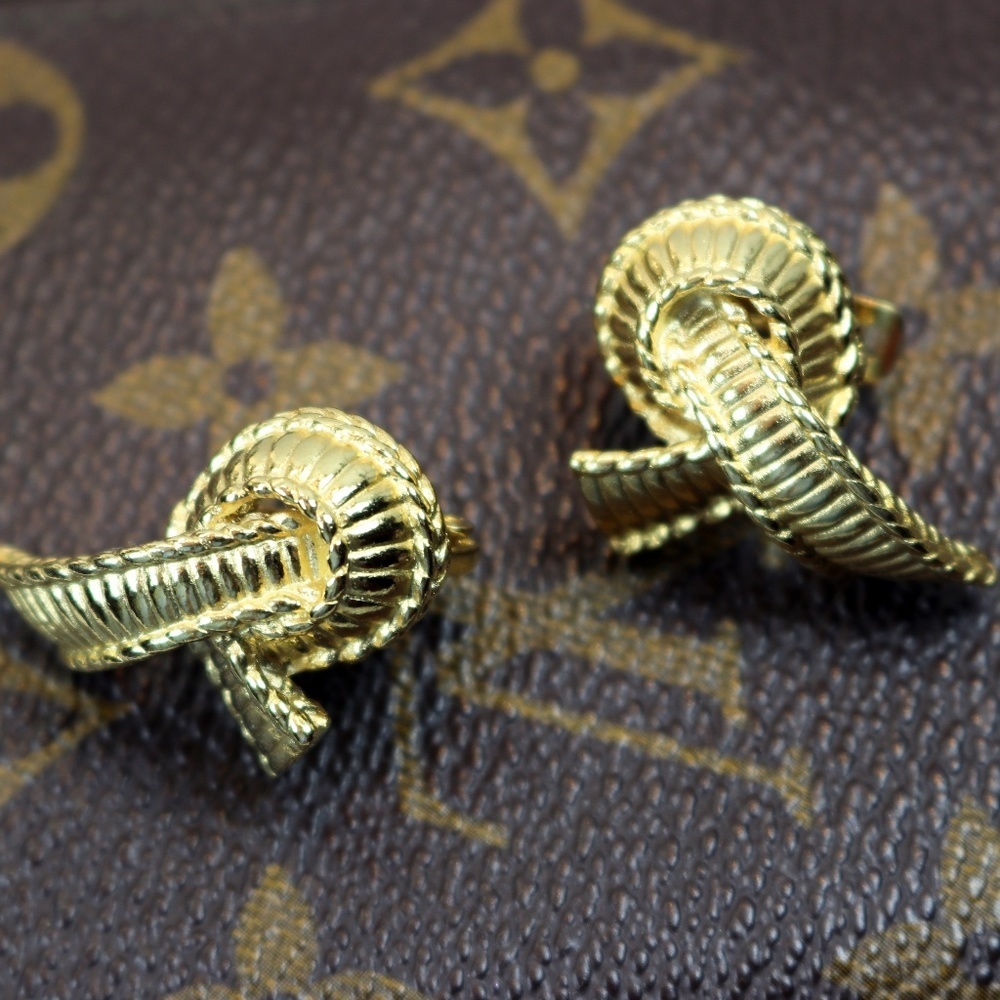 ⚜️ GIVENCHY PARIS NEW YORK "LOVE KNOT" GOLD PLATED BIJOUX PIERCED EARRINGS - Picture 4 of 16